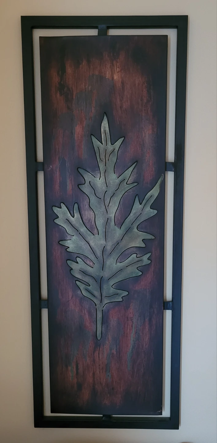 Set of 2  Metal Wall Art - Leaf and Pine Tree - photo 2
