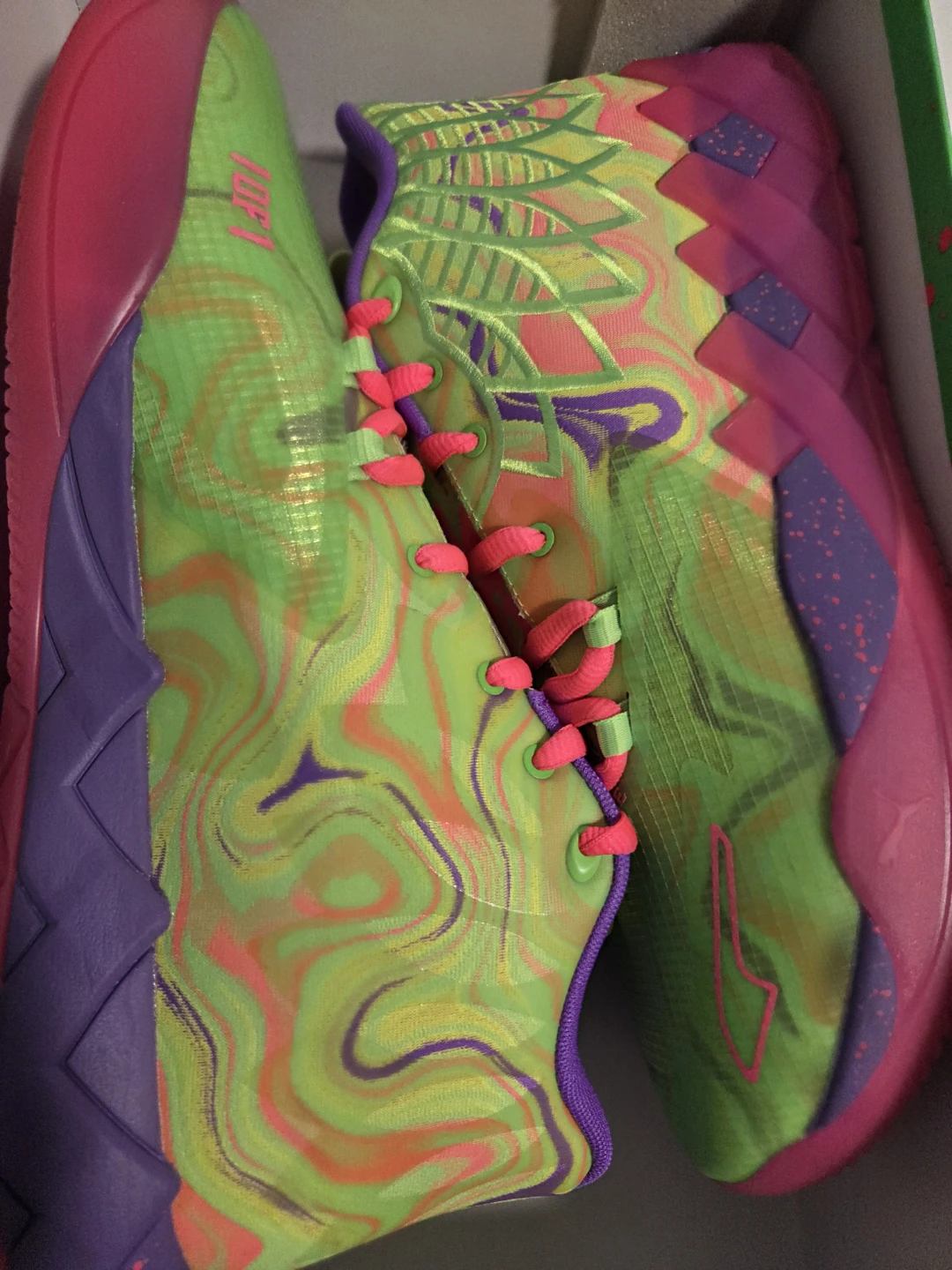 Puma MB.01 Low Basketball Shoes - Neon Green/Purple/Pink - photo 4