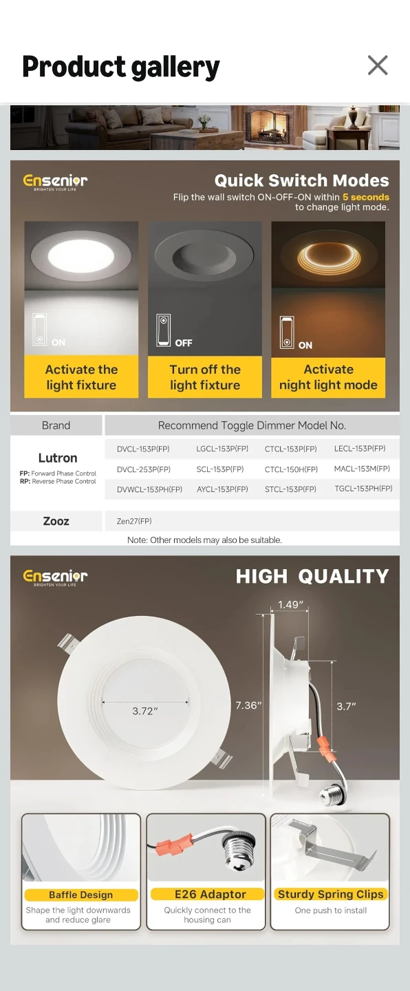 Dual-Mode LED Downlight 5 Selectable Color Temperatures  12pack - photo 4