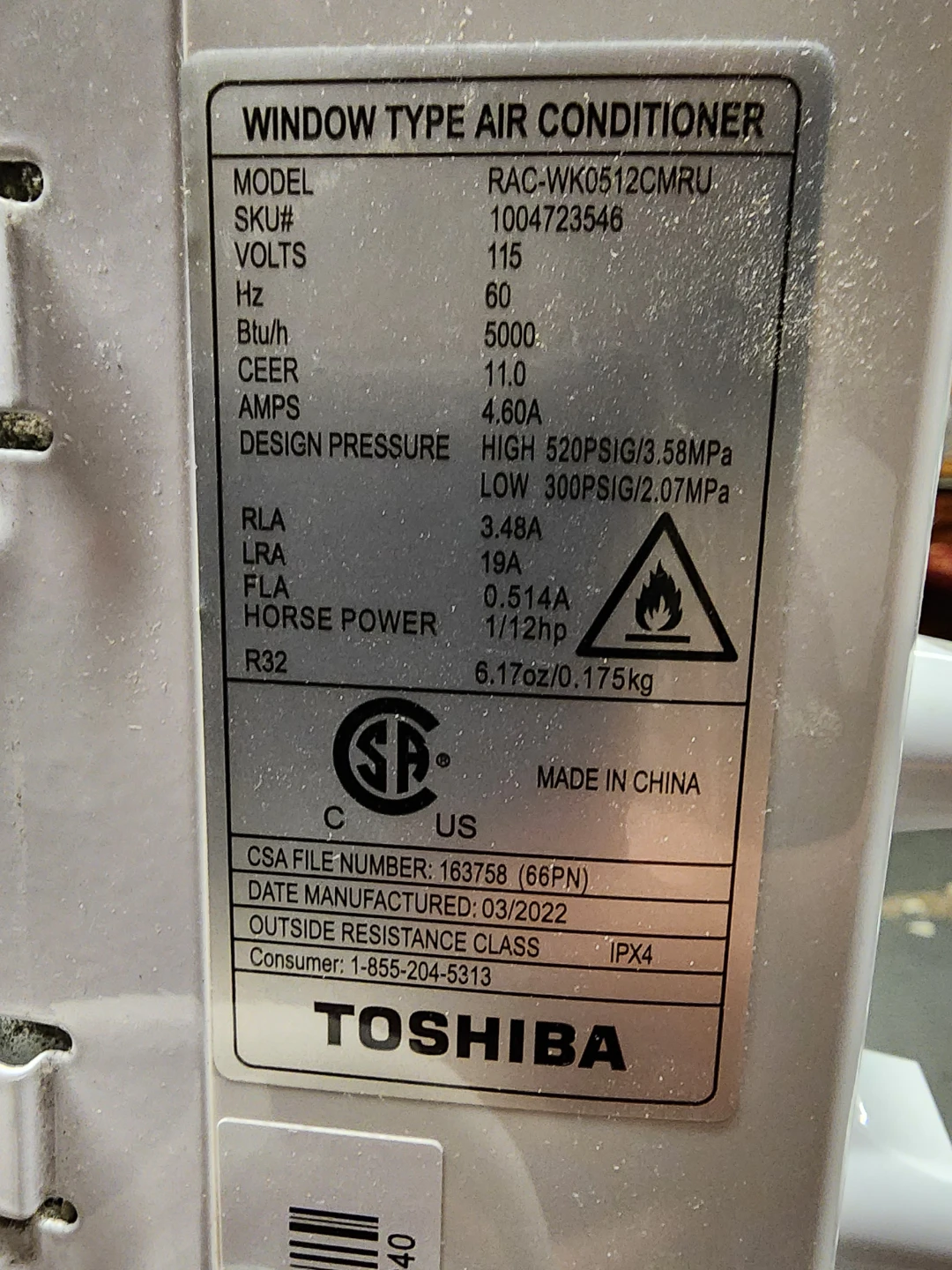Toshiba Window Type Air Conditioner RAC-WK0512CMRU - photo 2