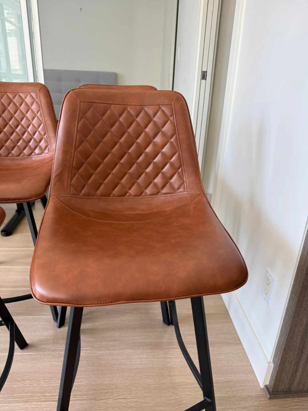 Set of 4 Brown Faux Leather Bar Stools - photo 2