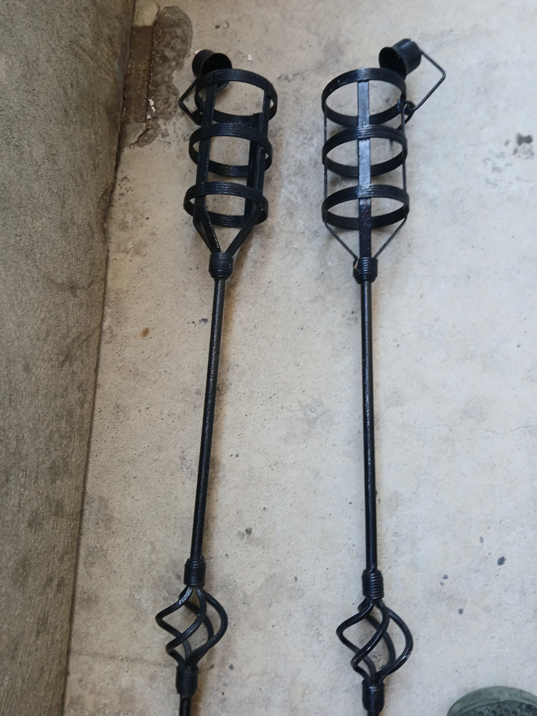Pair of Black Metal Torches
