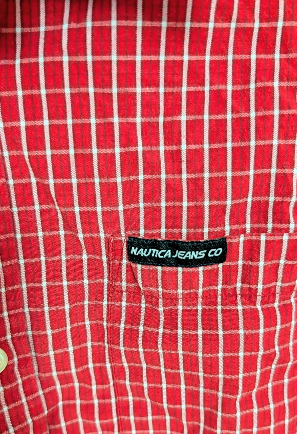 Nautica Red Plaid Short Sleeve Button Up Shirt - Youth Large - photo 2