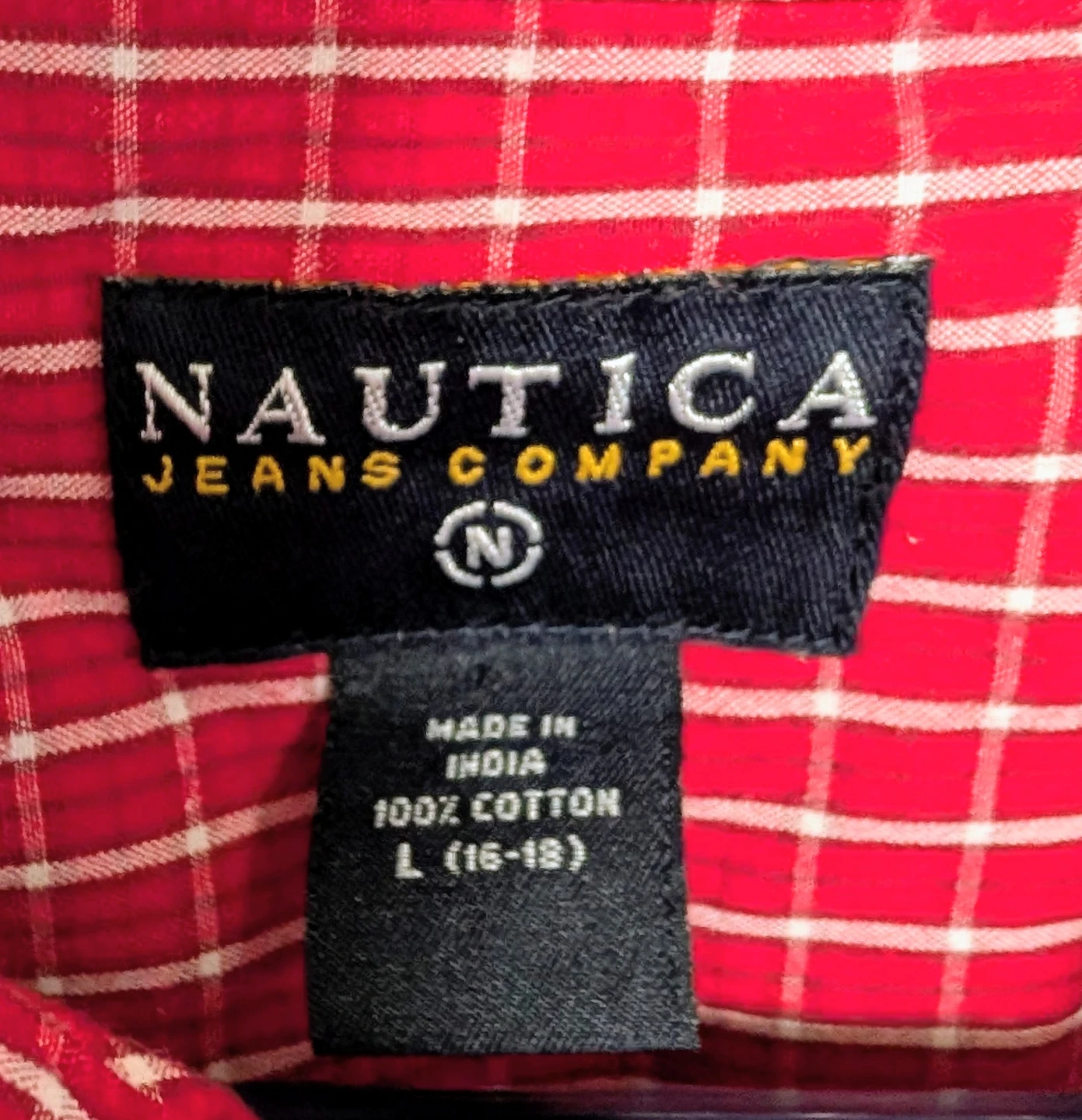 Nautica Red Plaid Short Sleeve Button Up Shirt - Youth Large - photo 3