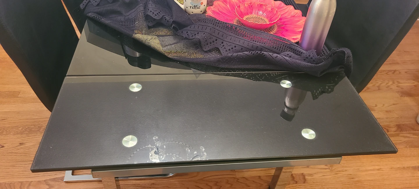 Black Glass Dining Table with Chrome Legs& 6 chairs