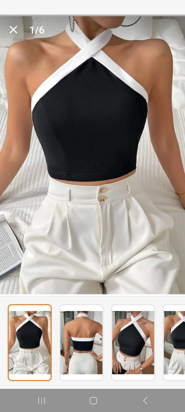 Black & White Halter Crop Top