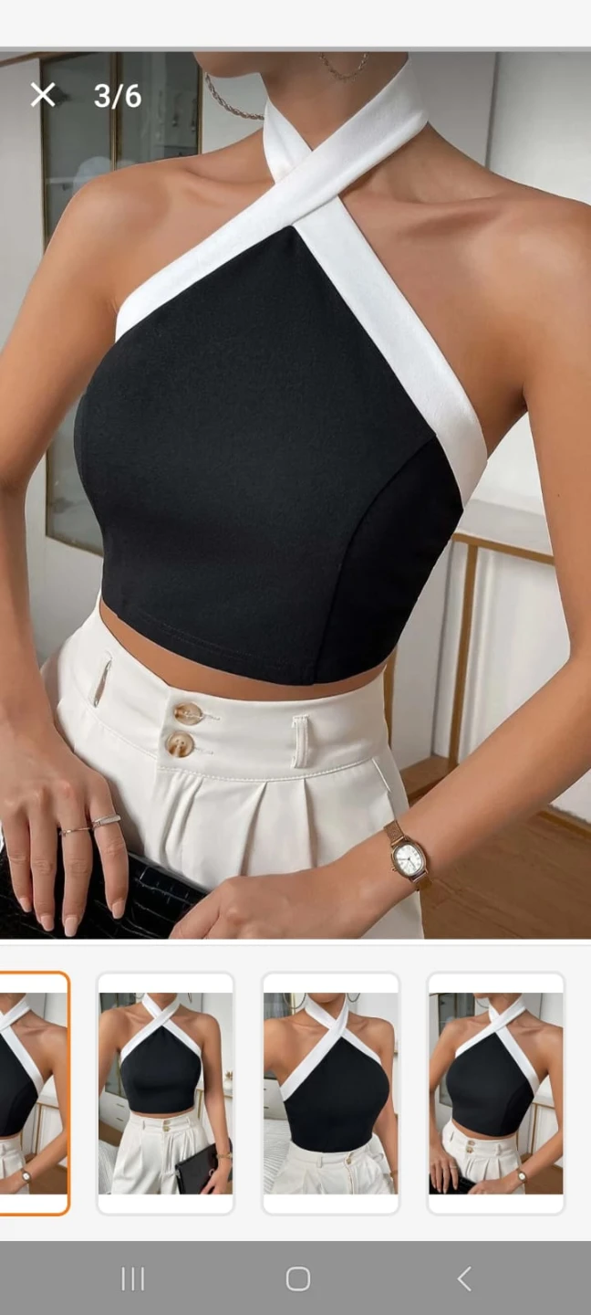 Black & White Halter Crop Top - photo 2