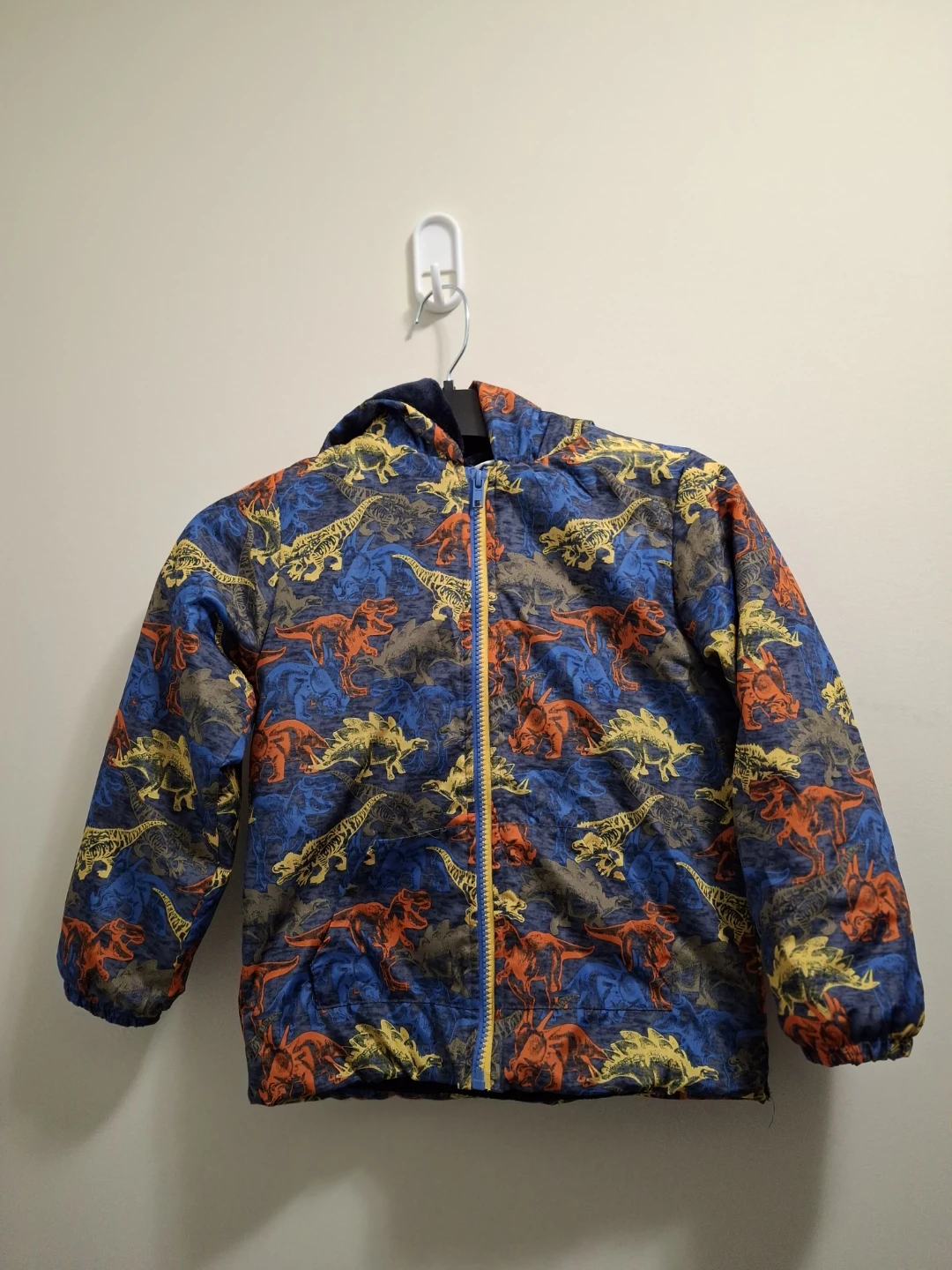 Kids Dinosaur Puffer Jacket - Blue/Orange/Yellow - photo 2