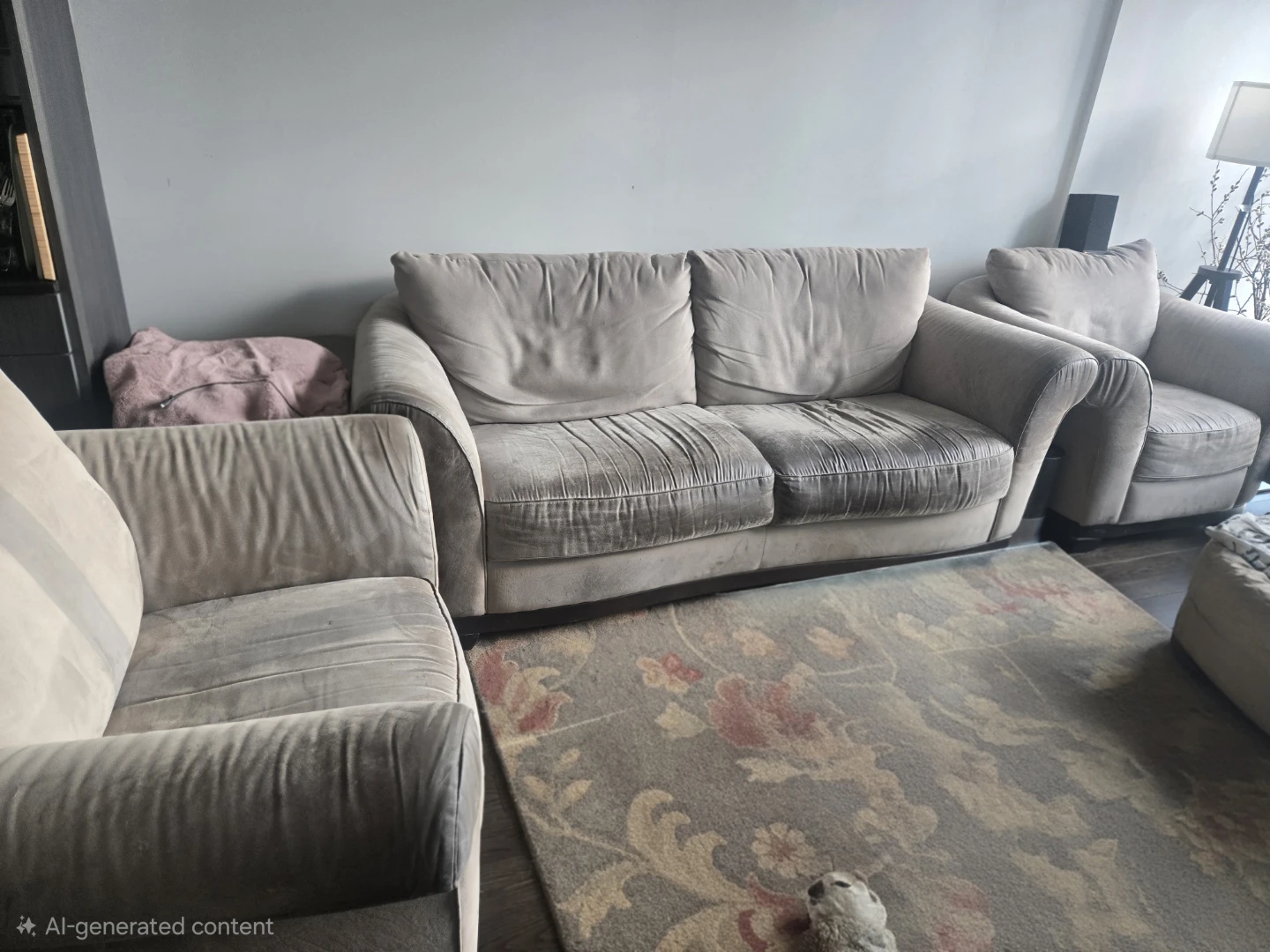 Free Cream Sofa couch and Armchair Set