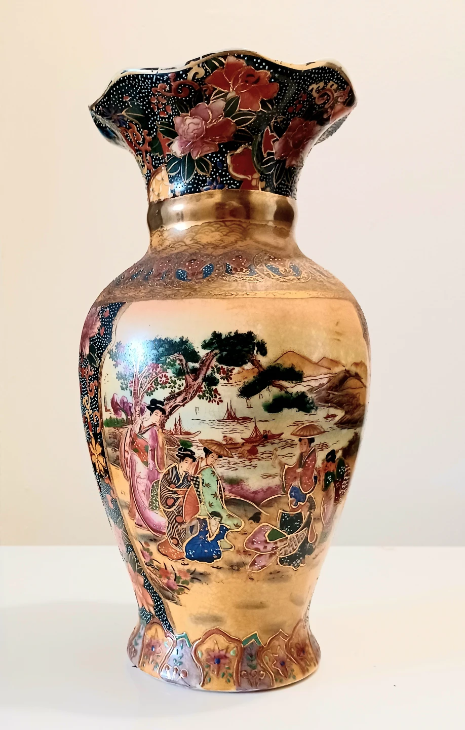 Vtg Moriage Satsuma Hand Painted Vase