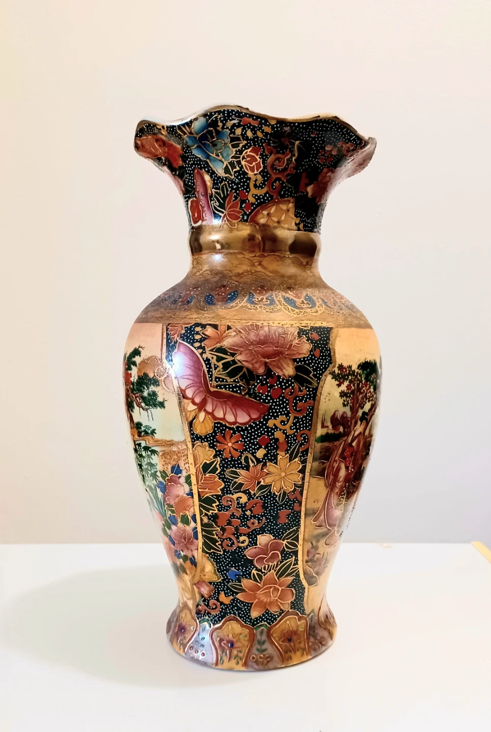 Vtg Moriage Satsuma Hand Painted Vase - photo 2