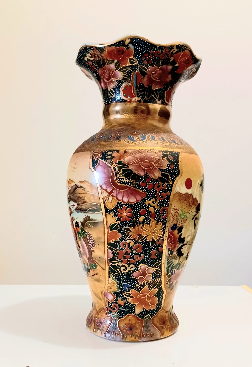 Vtg Moriage Satsuma Hand Painted Vase - photo 3