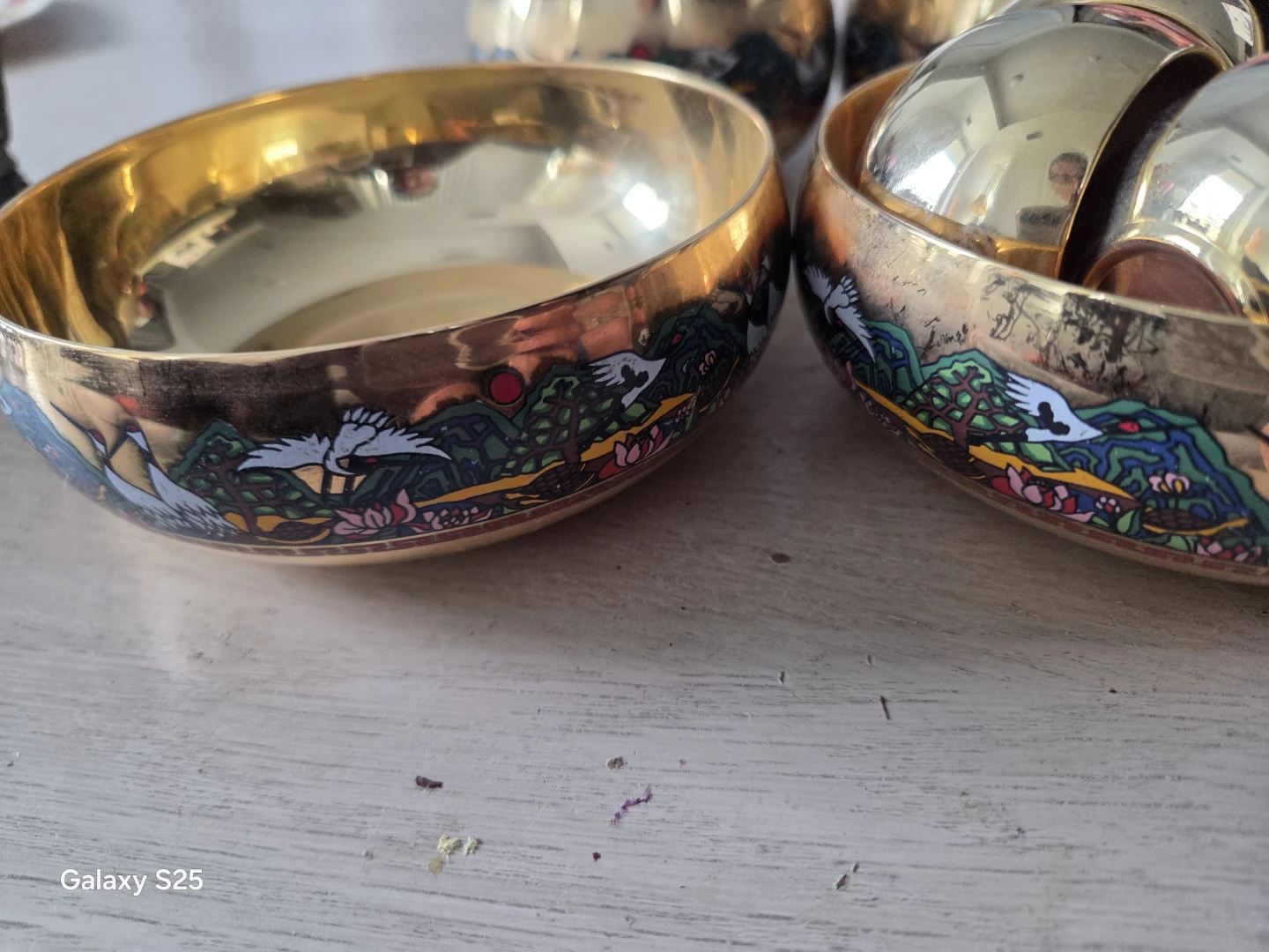 Brass Bowls and Boxes with Crane Motif - photo 2