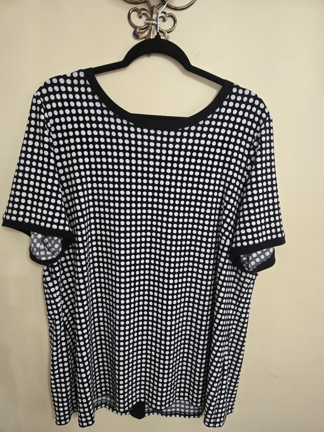 Anne Klein Black and White Polka Dot Blouse - Size 2X