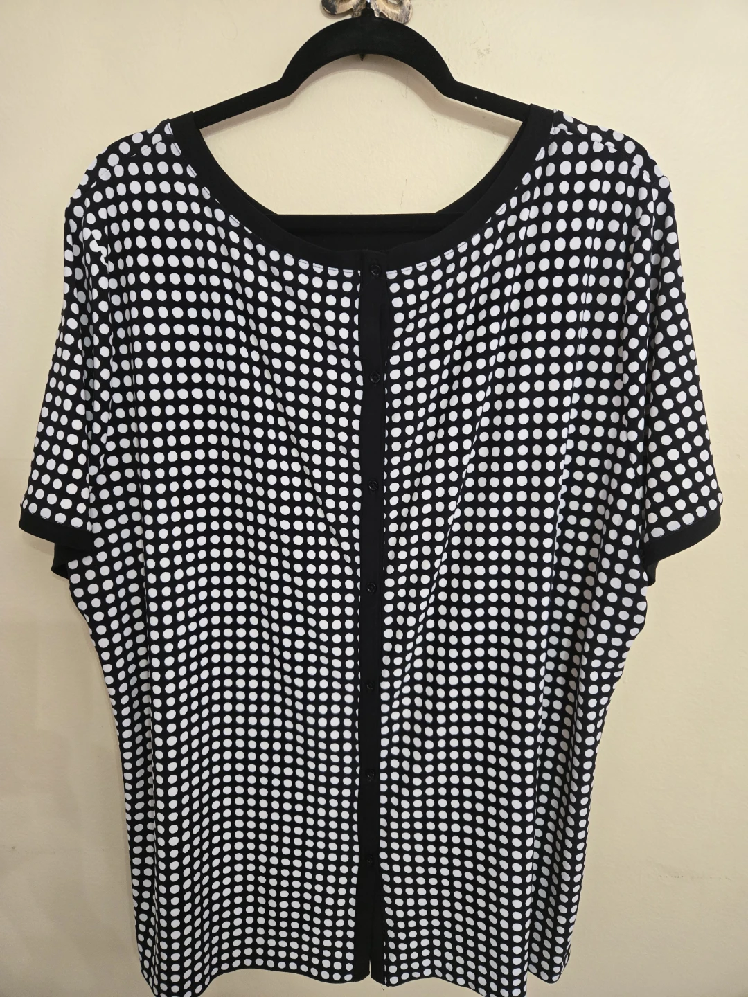 Anne Klein Black and White Polka Dot Blouse - Size 2X - photo 2