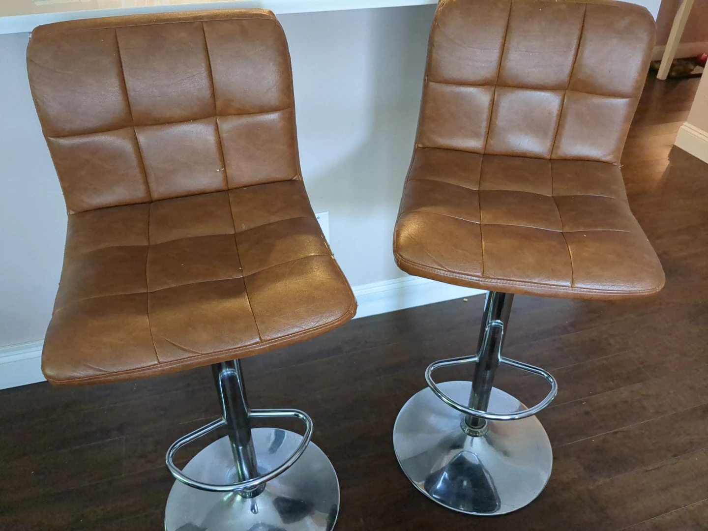 Brown Faux Leather Bar Stools (Set of 2)