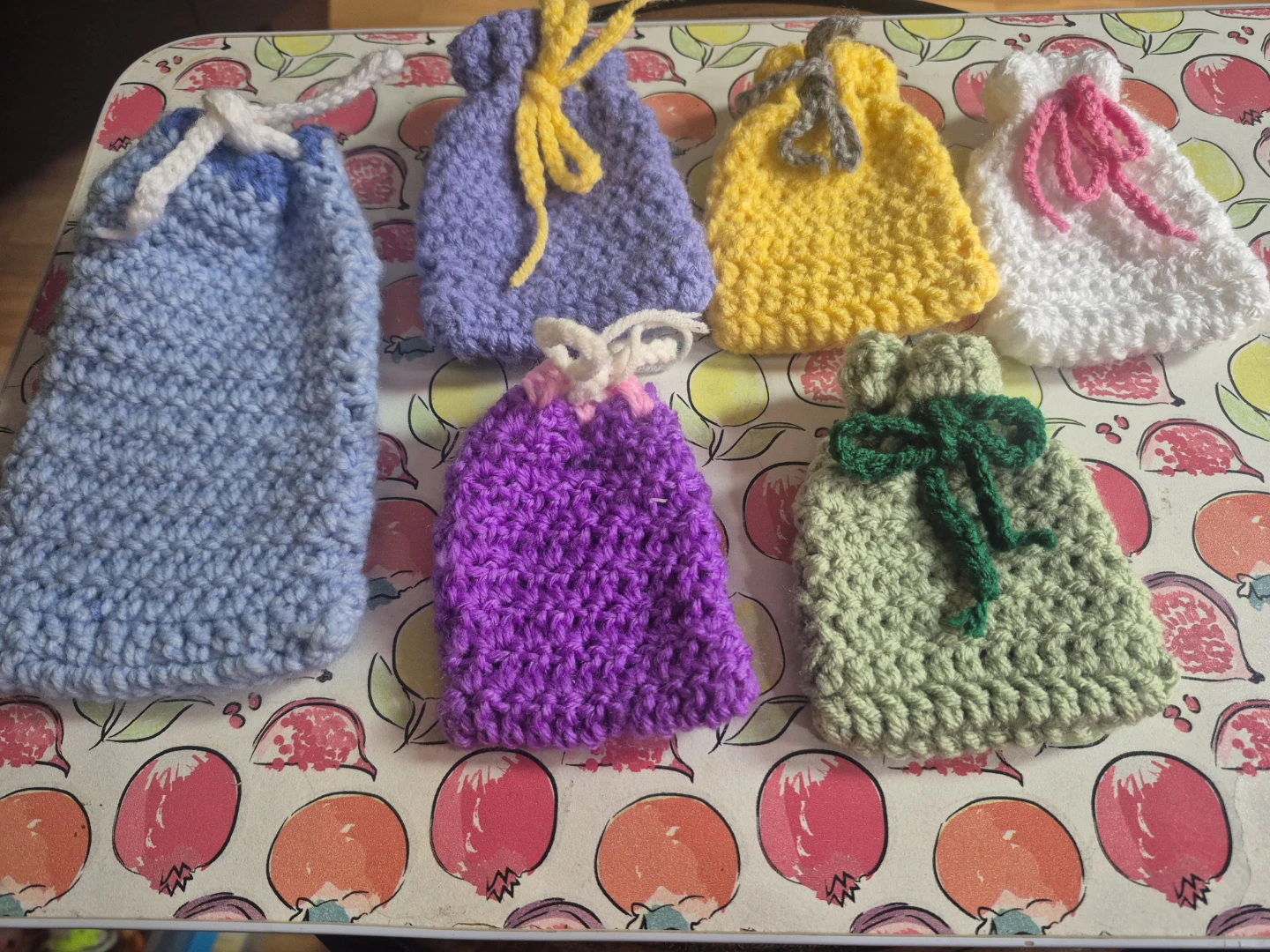 Hand-Knitted Pouches - Set of 6