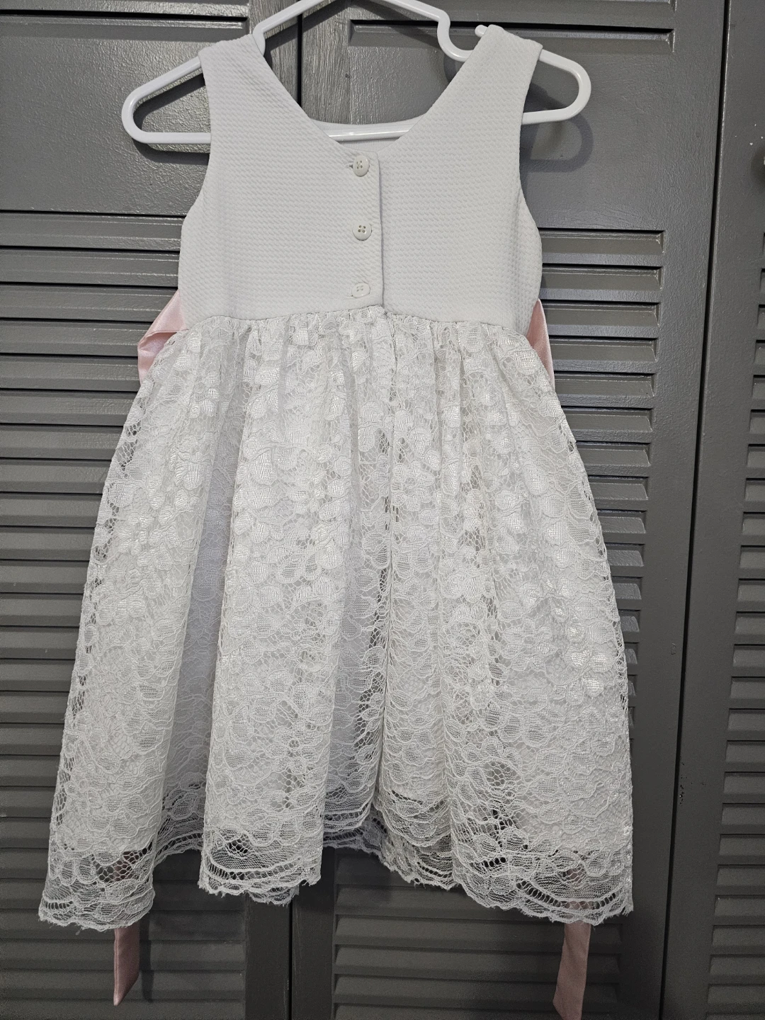 White Lace Dress with Pink Bows - photo 2