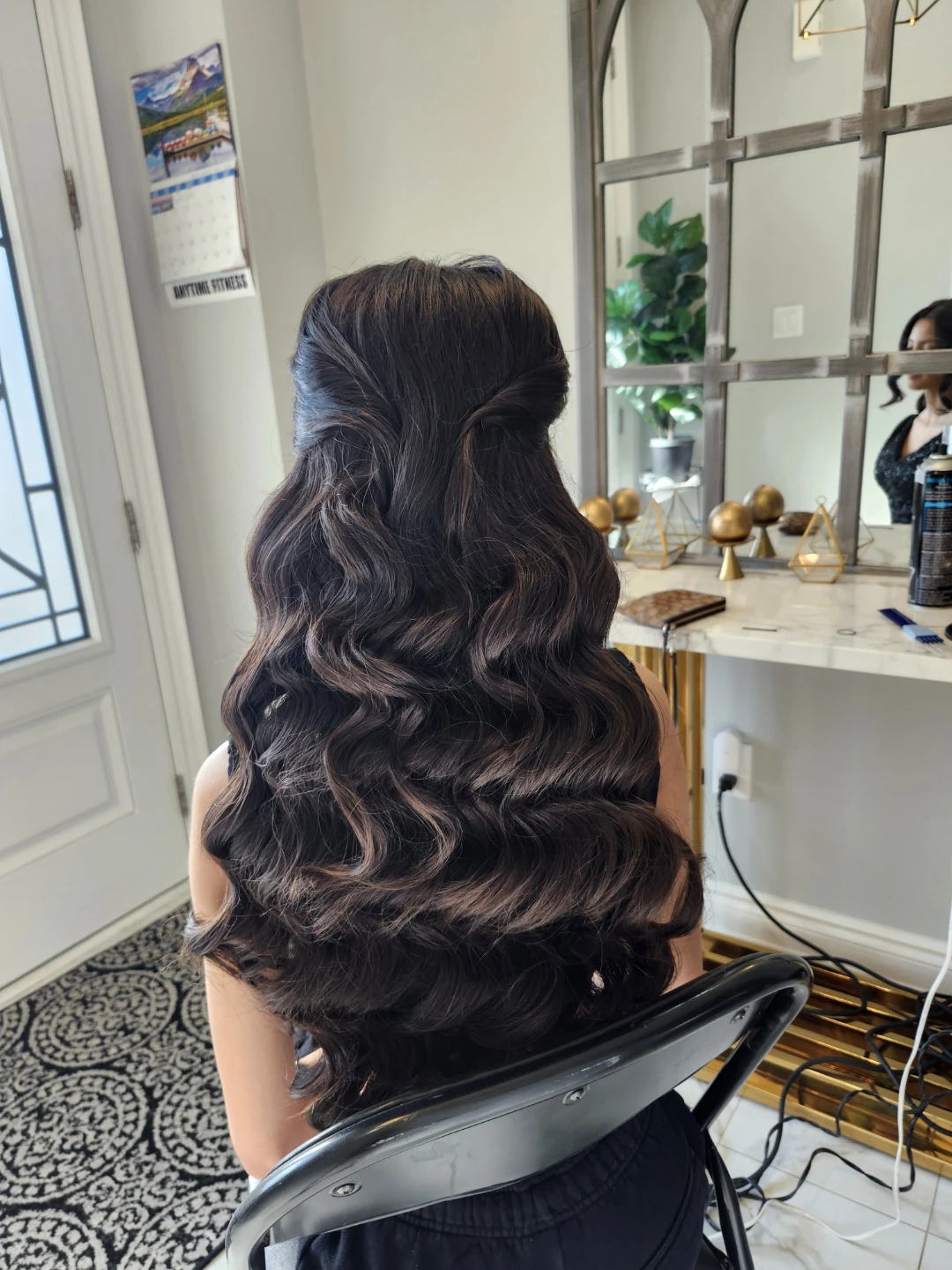 Dark Brown Wavy Hairstyle - Half Up Half Down - photo 2