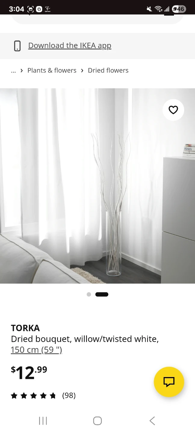 IKEA TORKA Dried Willow Bouquet - White, 150 cm - photo 3
