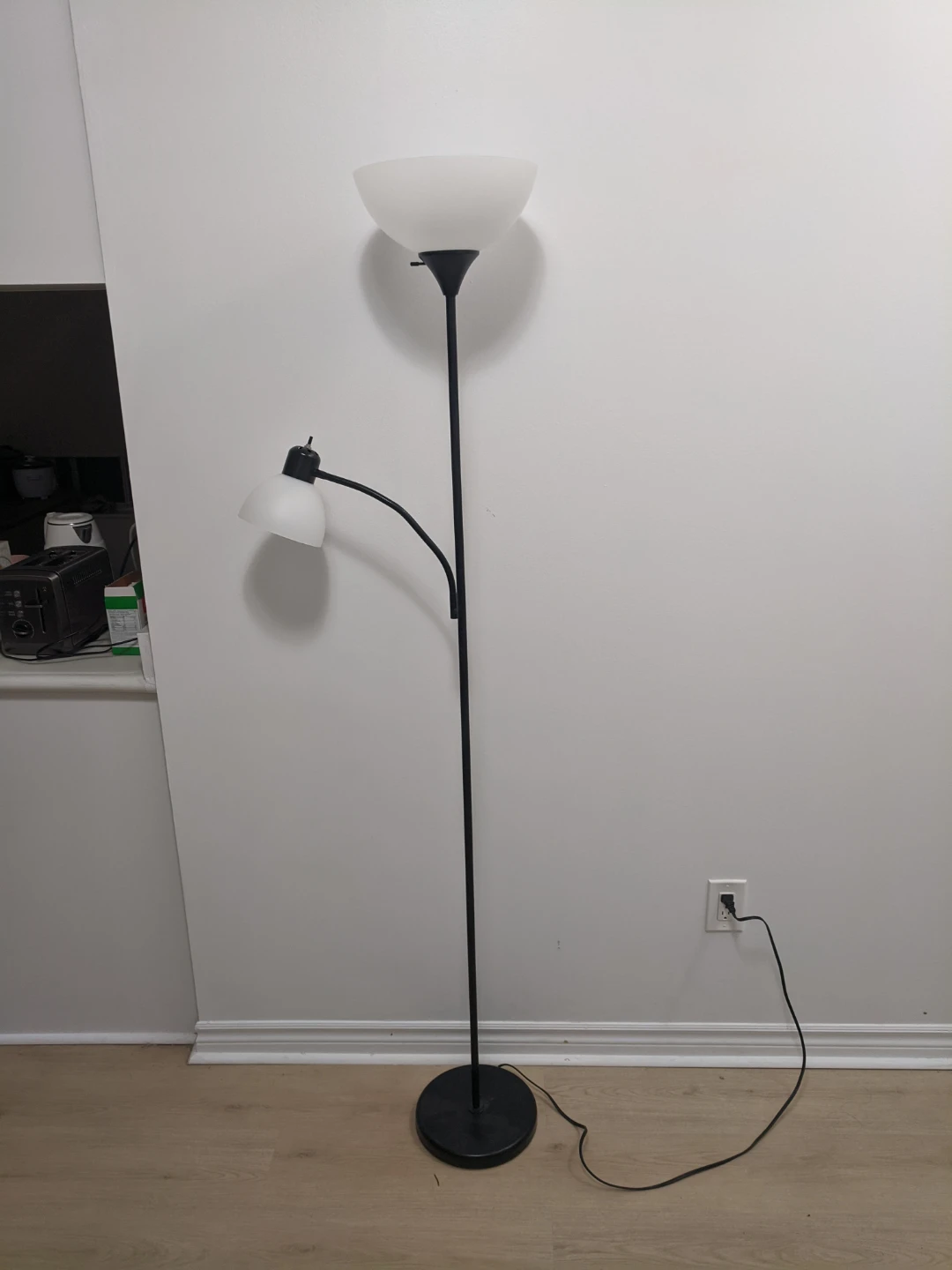 Black Torchiere Floor Lamp with Reading Light