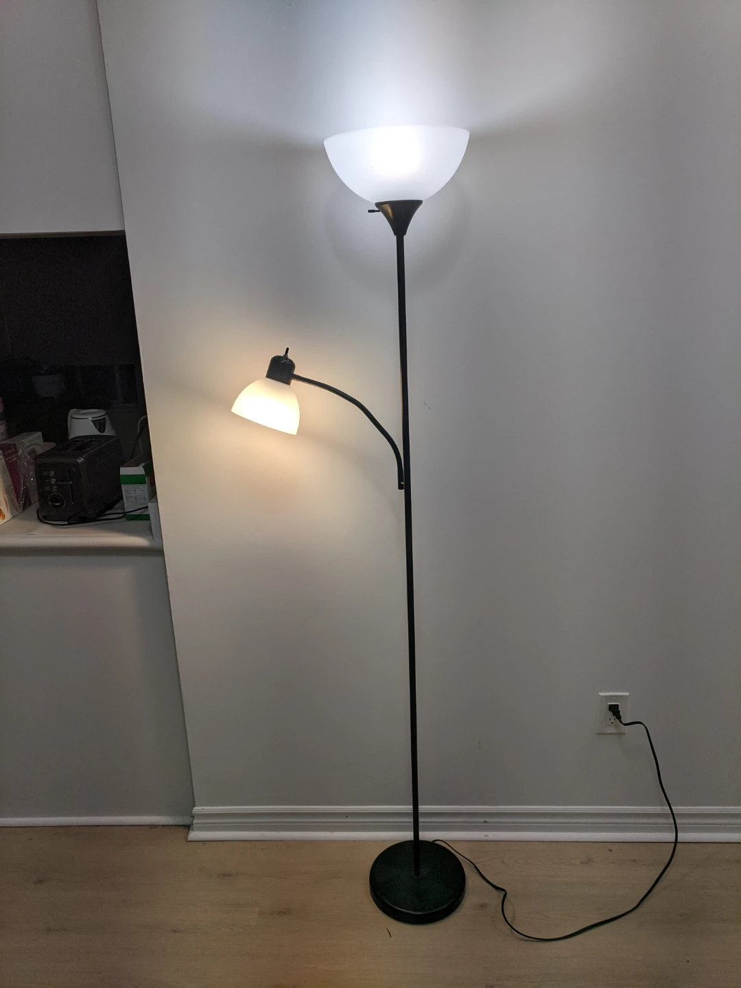 Black Torchiere Floor Lamp with Reading Light - photo 2