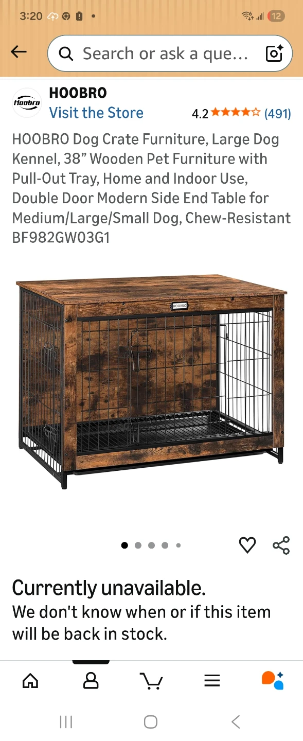 Used HOOBRO Dog Crate Furniture 38" Large Wooden Pet Kennel