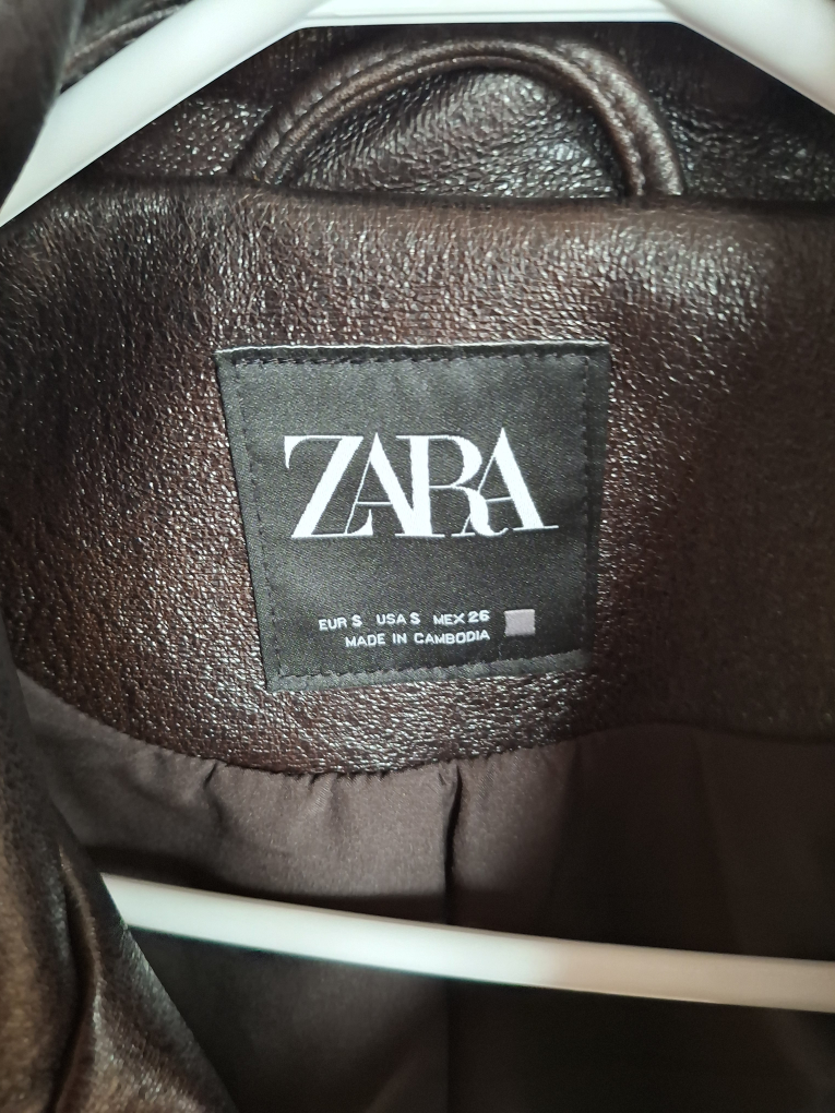 ZARA Faux Leather Moto Jacket Brown Size S - photo 2