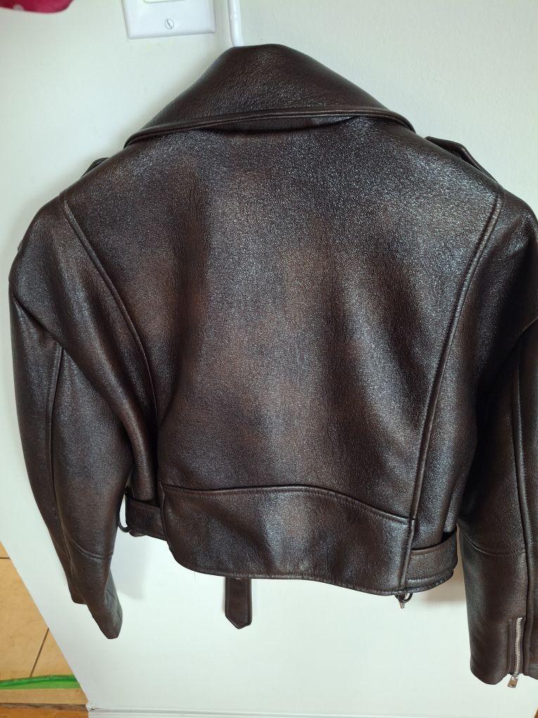 ZARA Faux Leather Moto Jacket Brown Size S - photo 4