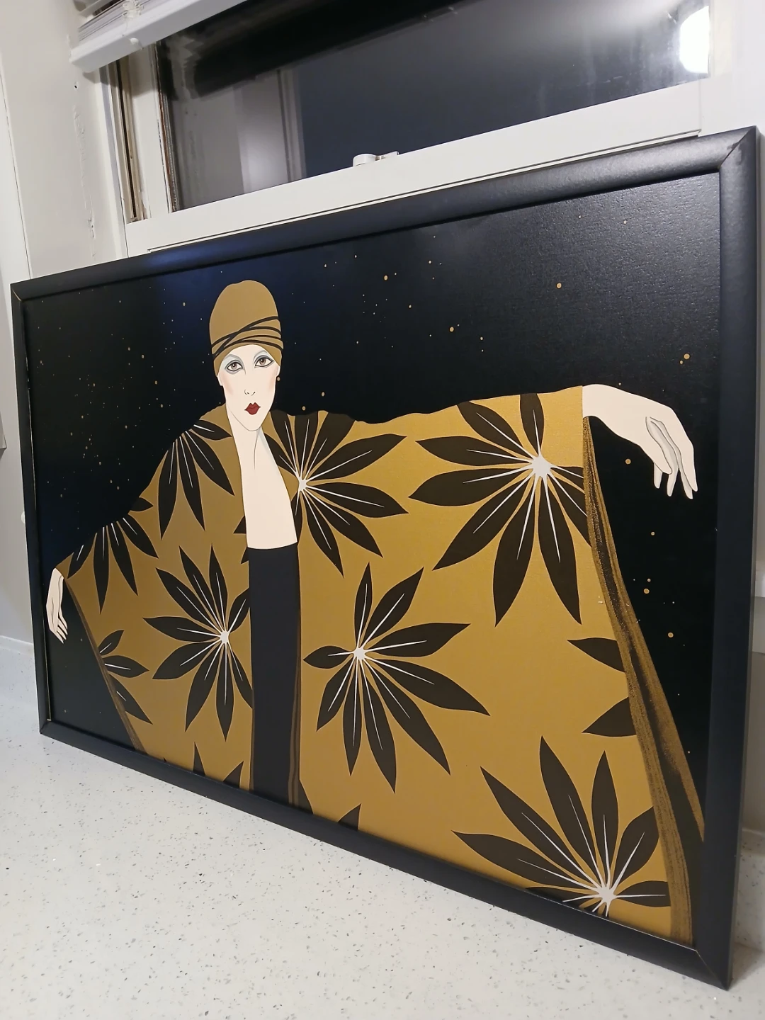 Art Deco Style Woman Print framed 38"×26"