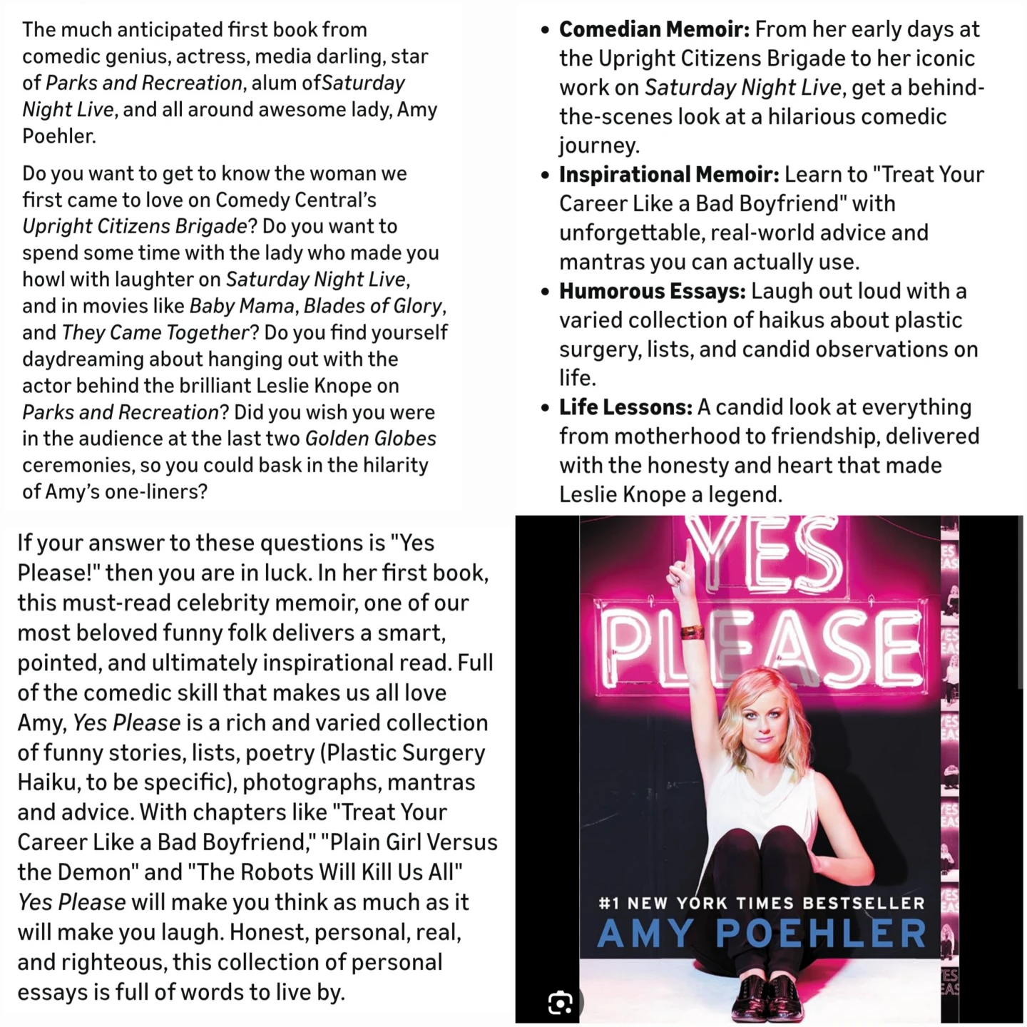 Amy Poehler memoir - Yes Please - like new book - photo 4