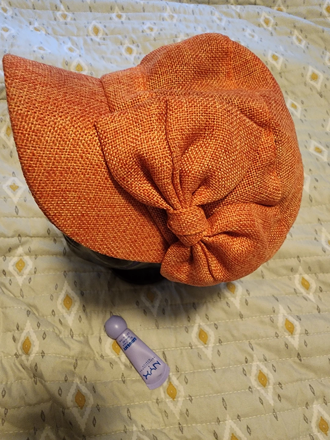 Orange Textured Cap with Bow Accent - photo 2