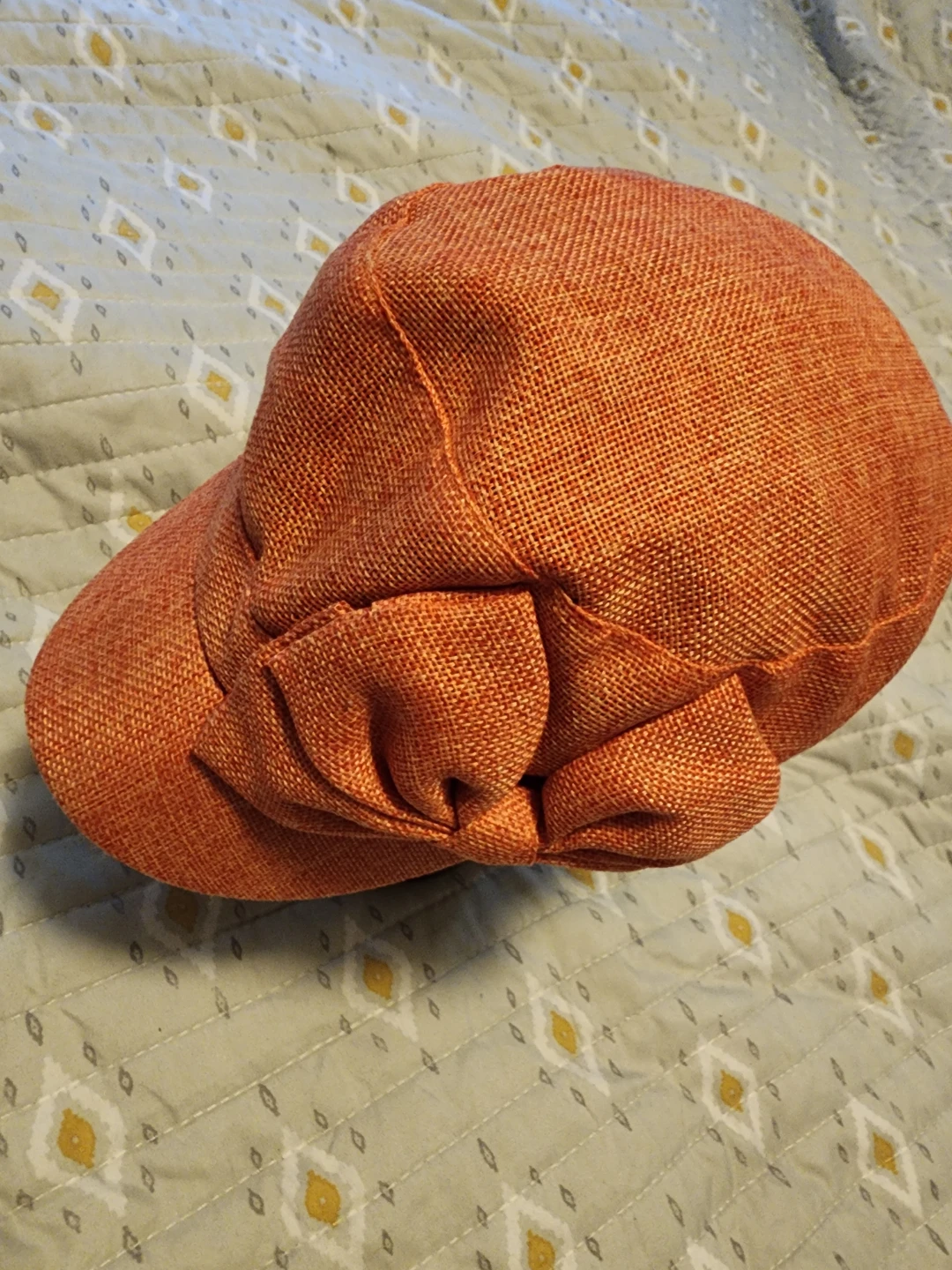 Orange Textured Cap with Bow Accent - photo 4