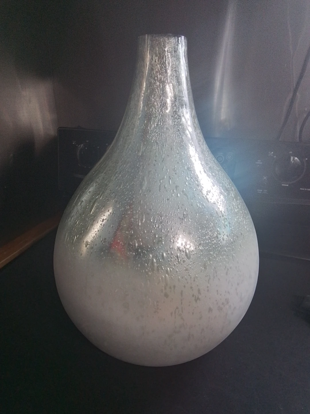 Vintage large seeded frosted glass vase 18"