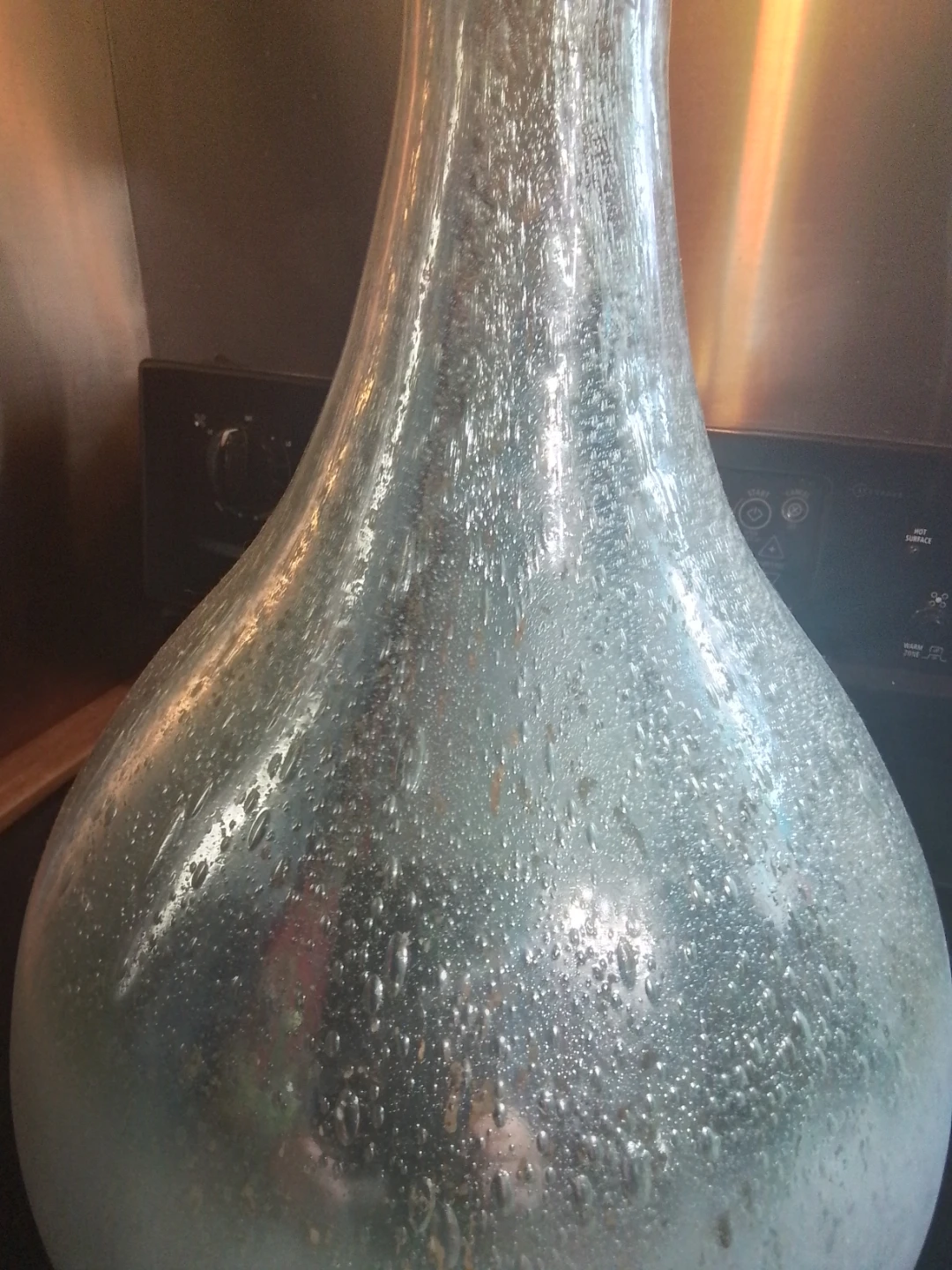 Vintage large seeded frosted glass vase 18" - photo 3