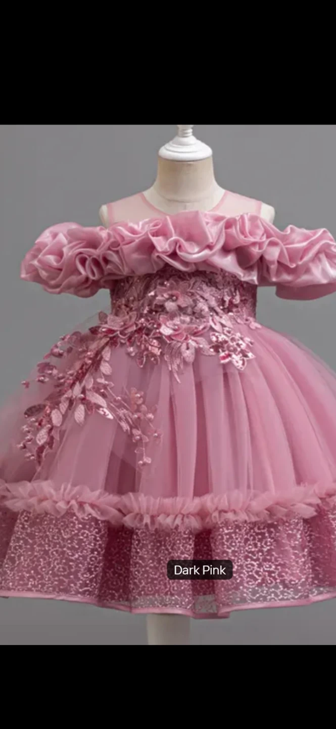 Brand new Girls' Pink Tulle Dress with Floral Embellishments