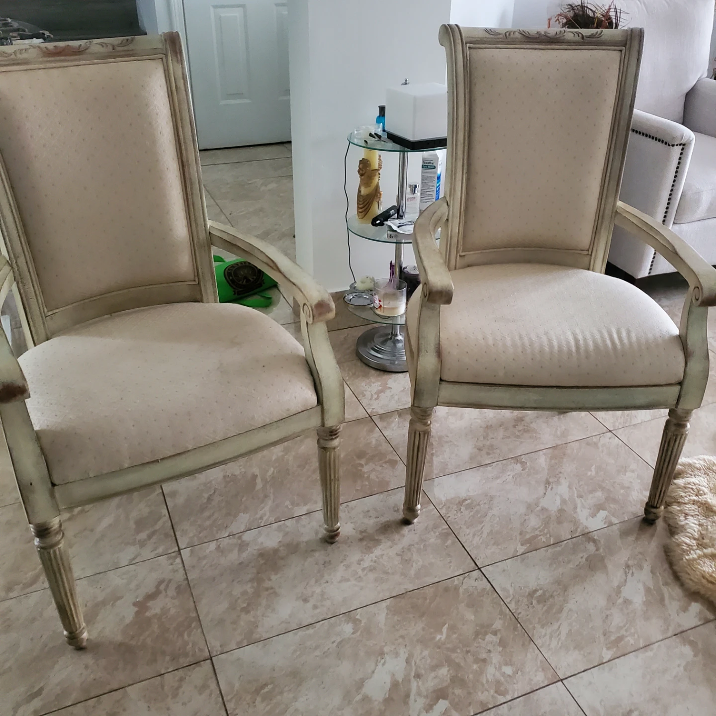 Pair of Cream Upholstered Armchairs