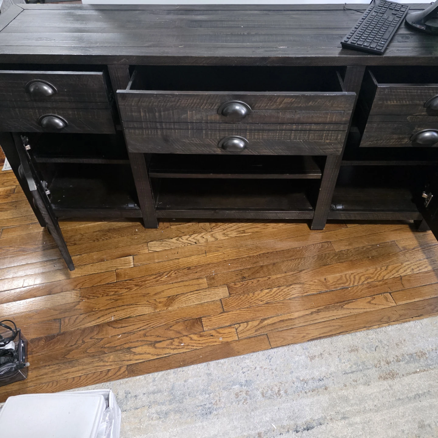 Dark Wood Media Console / Credenza /Computer desk