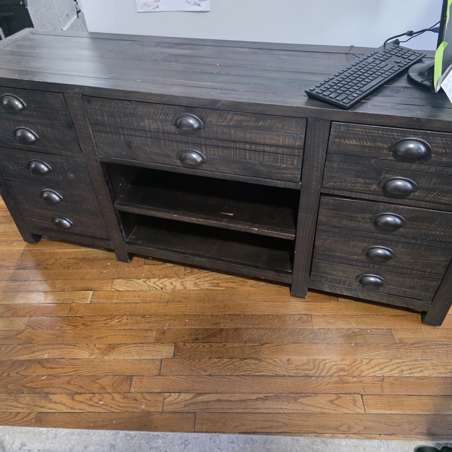 Dark Wood Media Console / Credenza /Computer desk - photo 2