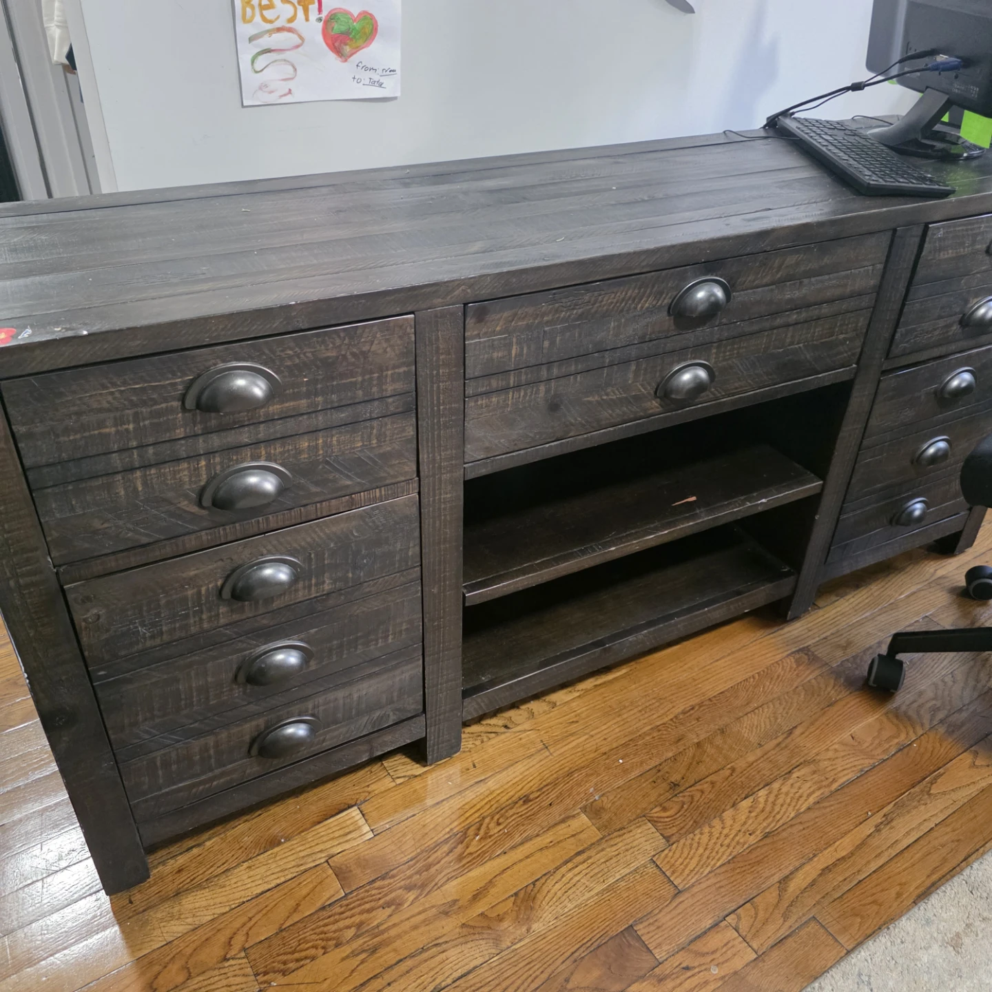 Dark Wood Media Console / Credenza /Computer desk - photo 3
