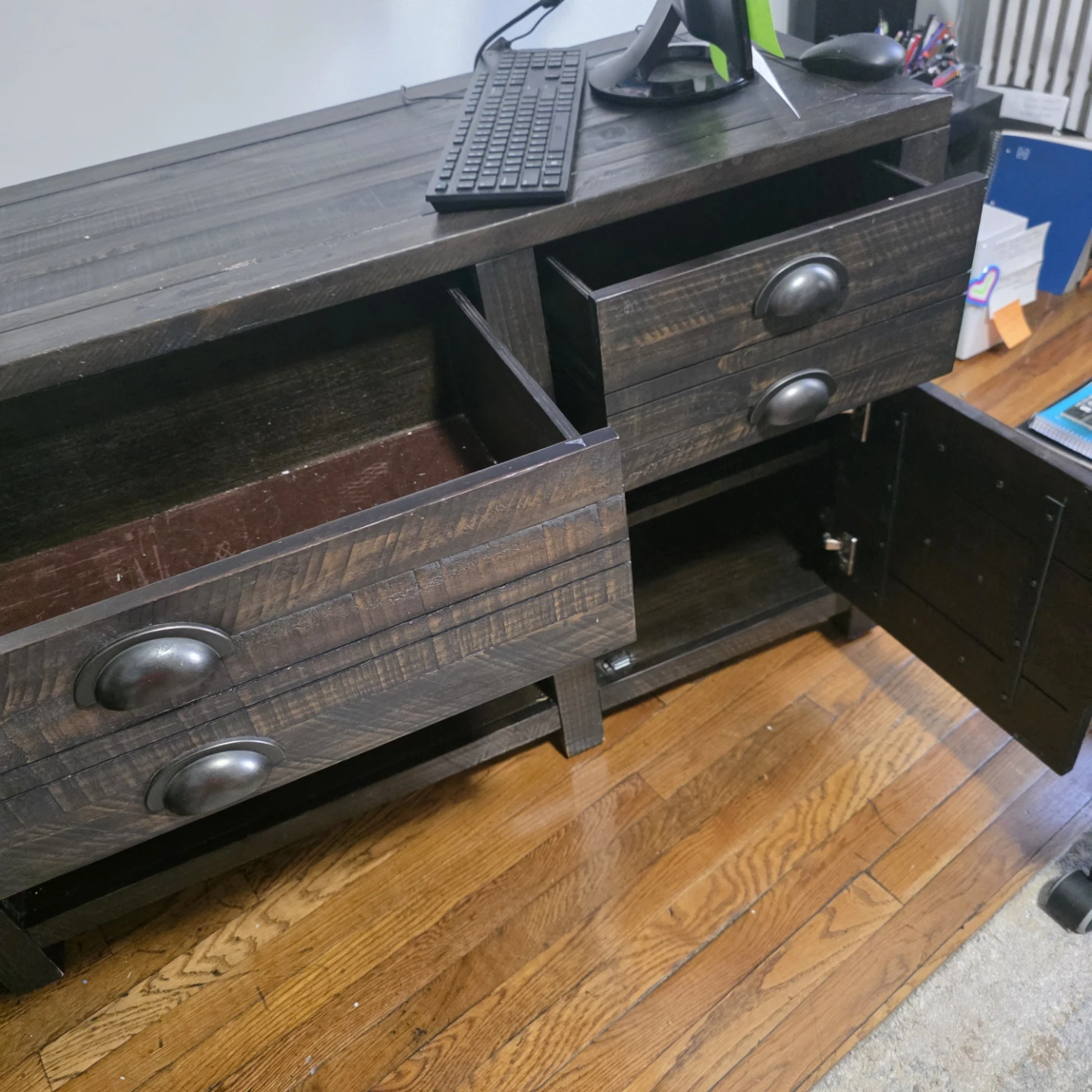 Dark Wood Media Console / Credenza /Computer desk - photo 4