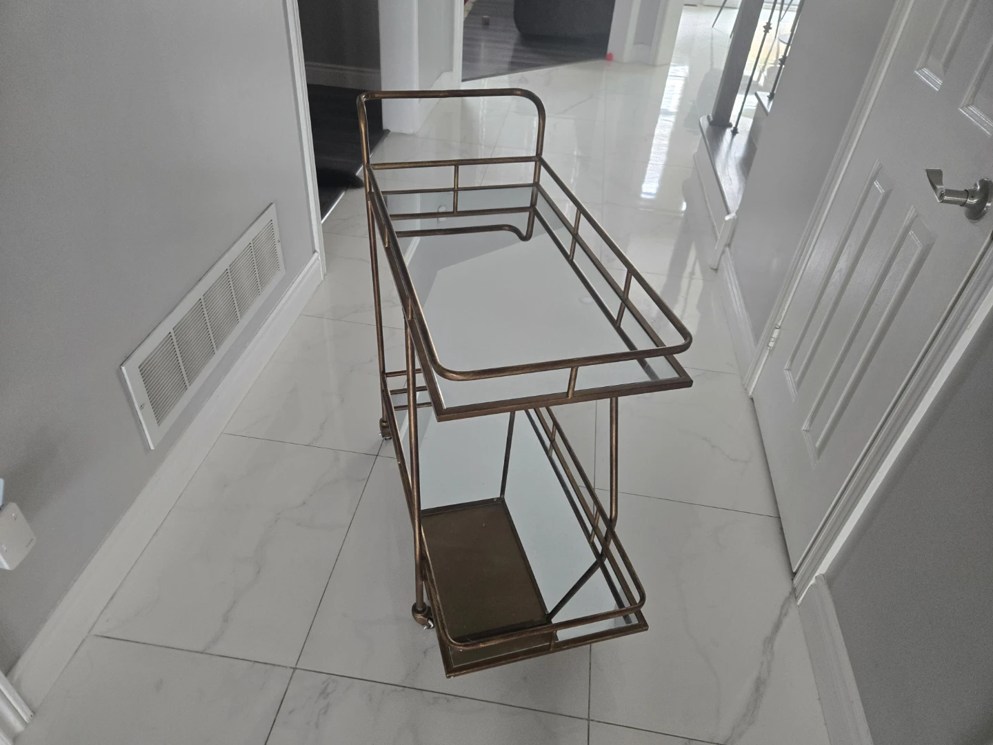 Two-Tier Bar Cart with Mirrored Shelves