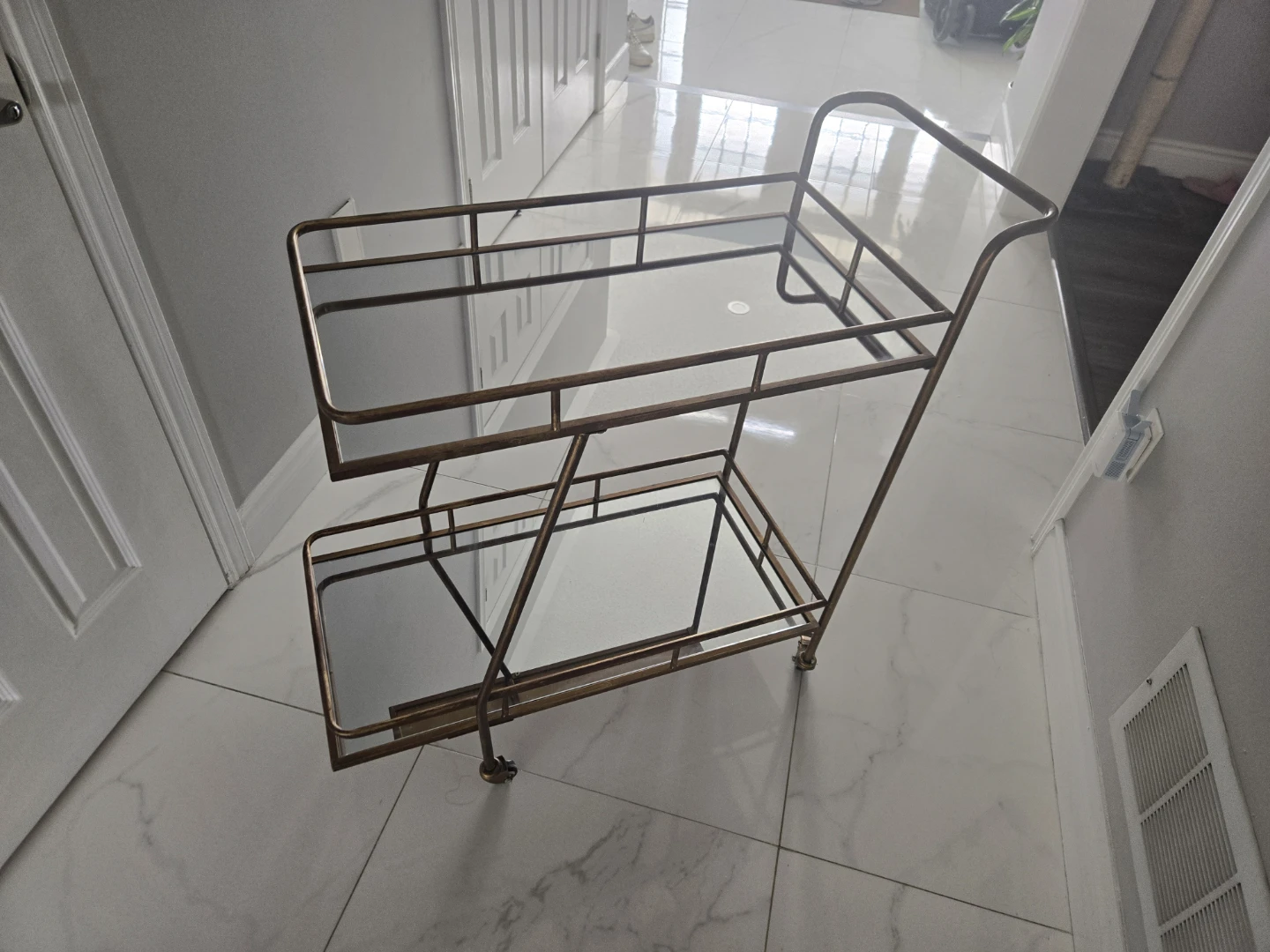 Two-Tier Bar Cart with Mirrored Shelves - photo 2