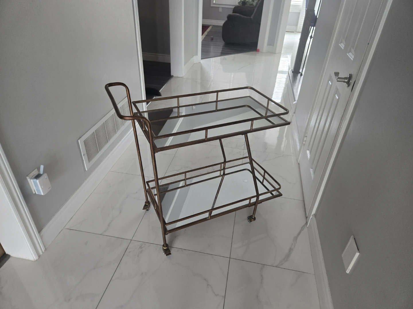 Two-Tier Bar Cart with Mirrored Shelves - photo 3