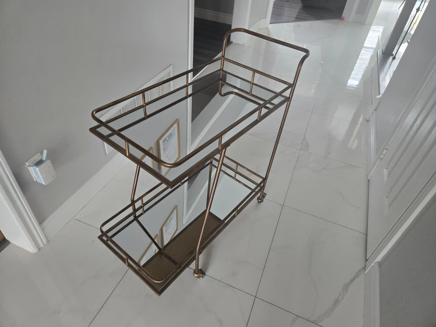 Two-Tier Bar Cart with Mirrored Shelves - photo 4