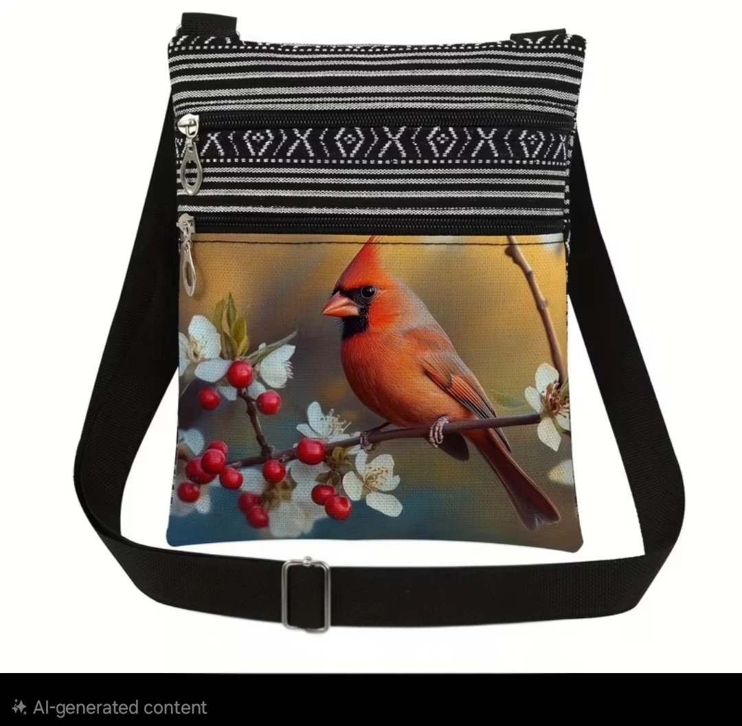 Crossbody Bag with Cardinal Bird Print