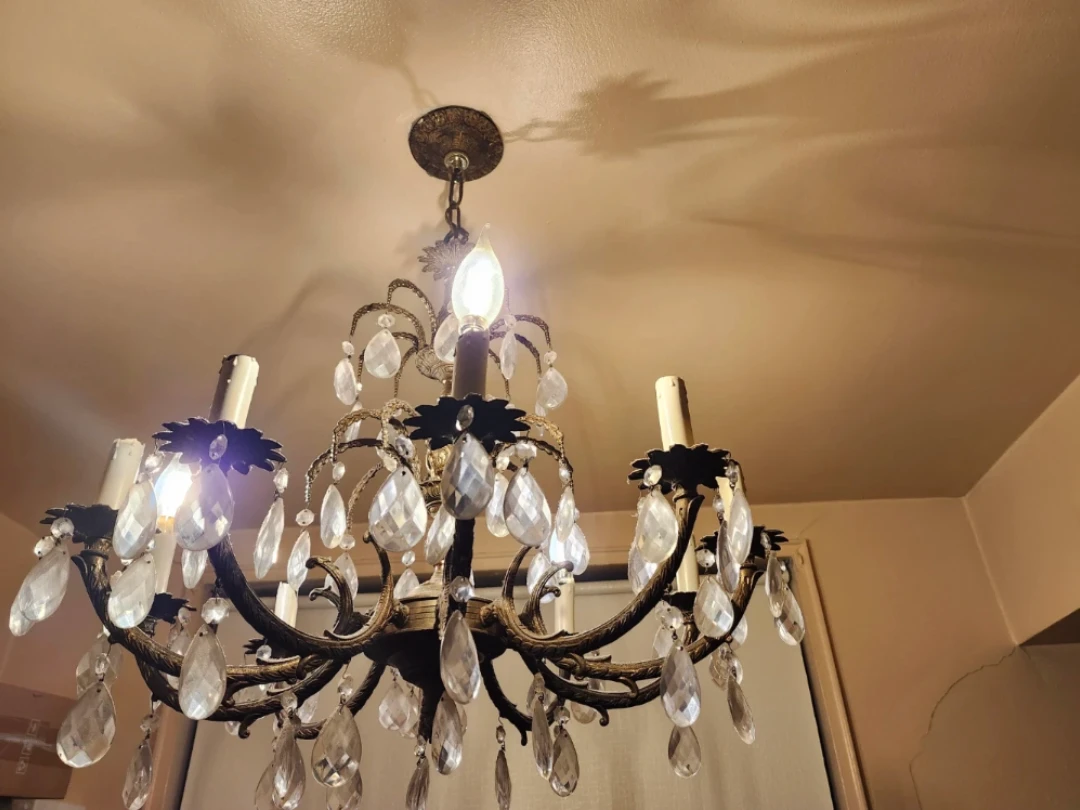 Crystal Chandelier, metal & gold - photo 2