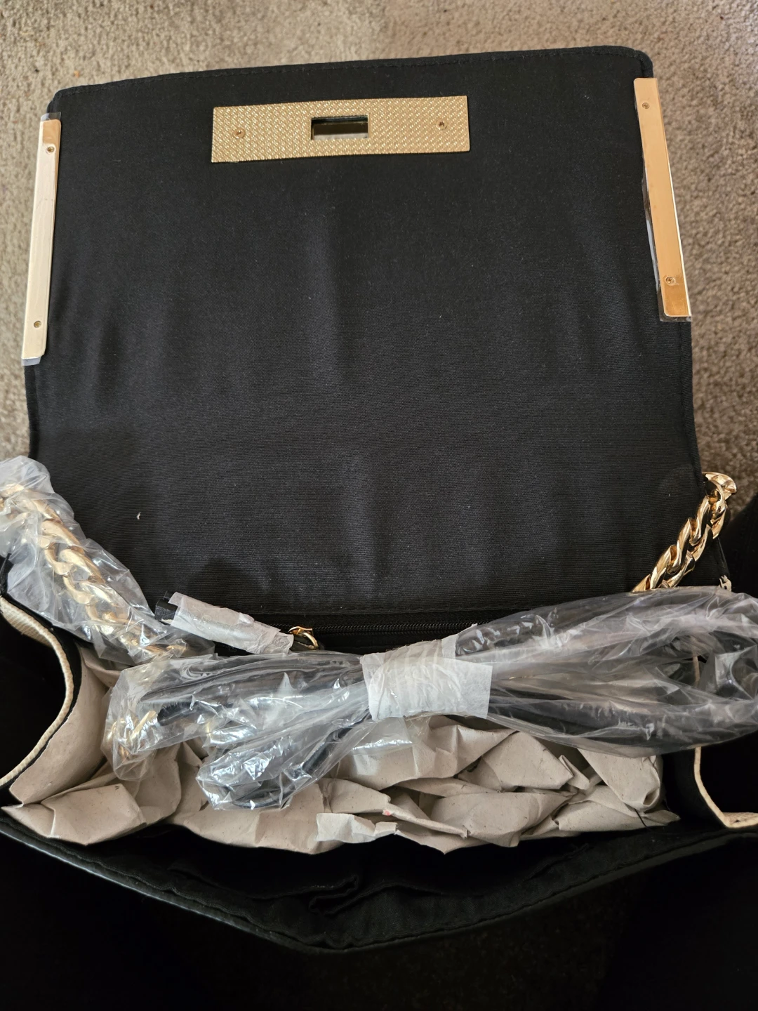 Zebra Print Crossbody Bag with Gold Chain - photo 3