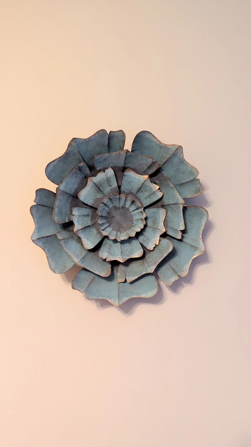 Blue Metal Flower Wall Decor