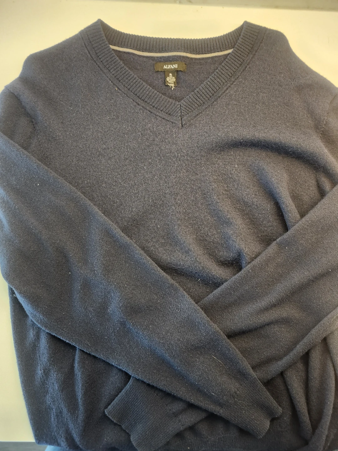 Alfani Navy Blue V-Neck Sweater - Size XL